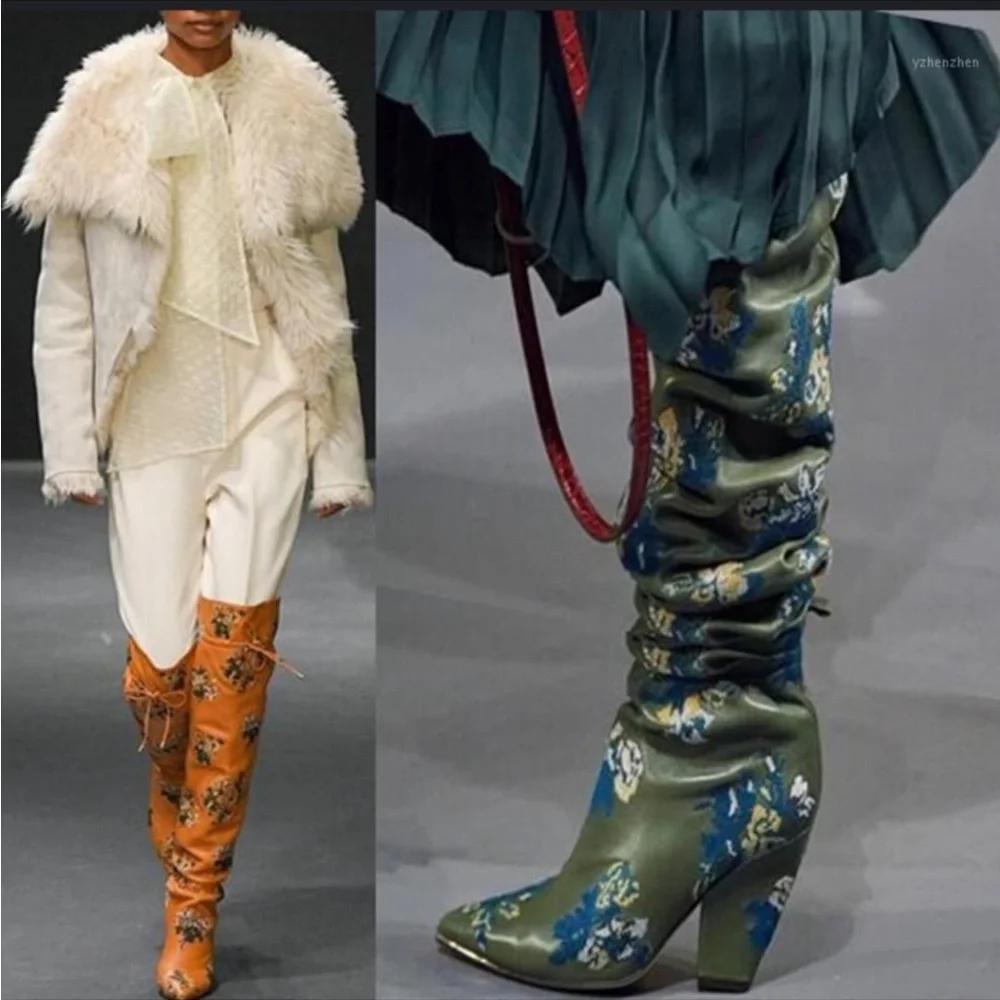 Floral Embroidered Tory Burch over knee boots - Picture 6 of 9